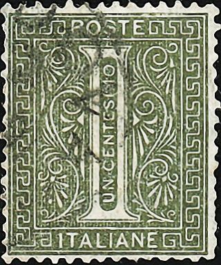 Италия 1865 год . Цифра в орнаменте . Каталог 4,75 фунта .